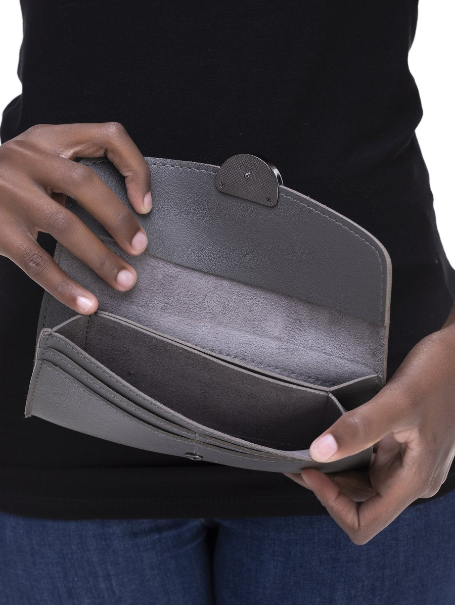 Leather Wallet - Grey - RokensCollection