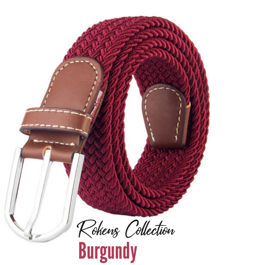 Rokens Canvas Woven Belts- Burgundy - RokensCollection