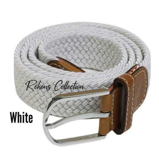 Rokens Canvas Woven Belts- White - RokensCollection
